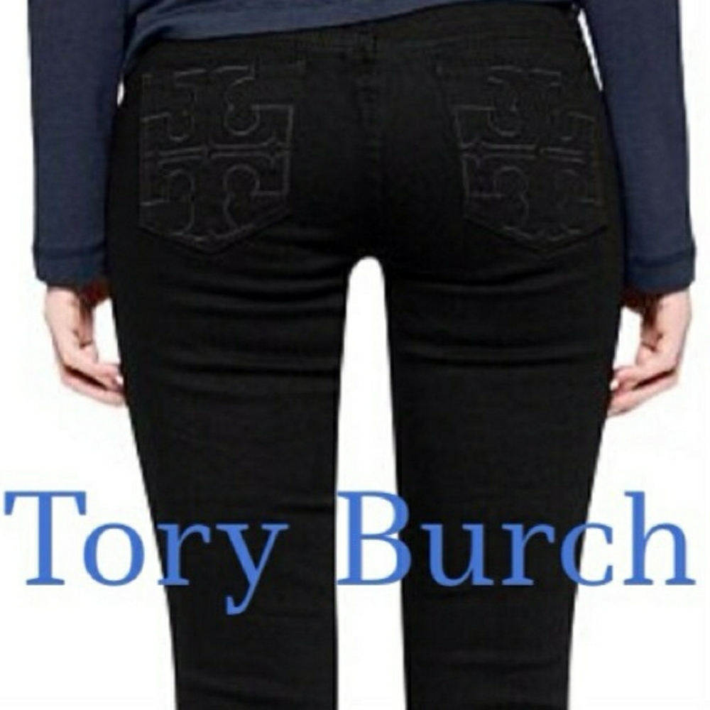 Like new, black Tory Burch skinny jeans